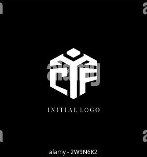 Logo CF iniziale forma esagonale grafica vettoriale di stile geometrico Illustrazione Vettoriale