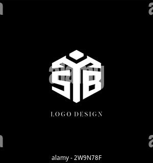 Logo SB iniziale forma esagonale grafica vettoriale di stile geometrico Illustrazione Vettoriale