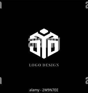 Logo JO iniziale forma esagonale grafica vettoriale stile geometrico Illustrazione Vettoriale