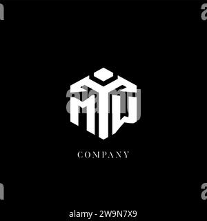 Logo MW iniziale forma esagonale grafica vettoriale stile geometrico Illustrazione Vettoriale