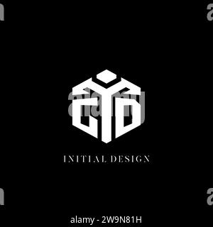 Logo GD iniziale forma esagonale grafica vettoriale di stile geometrico Illustrazione Vettoriale