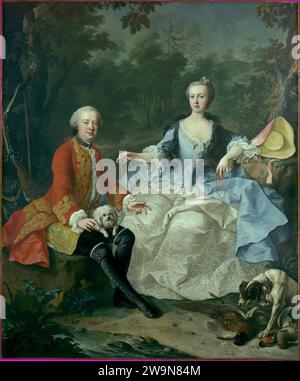 Conte Giacomo Durazzo (17171794) ed Ernestine Aloisia Ungnad von Weissenwolff (17321794) 1950 di Martin van Meytens il giovane Foto Stock