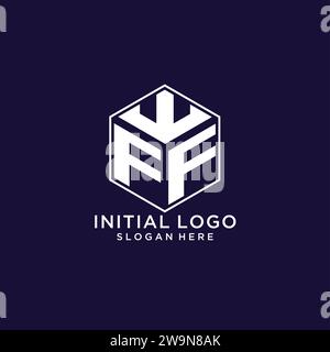 Logo FF iniziali forma esagonale, logo geometrico creativo grafico vettoriale Illustrazione Vettoriale