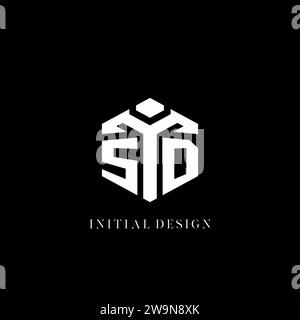 Logo SD iniziale forma esagonale grafica vettoriale in stile geometrico Illustrazione Vettoriale