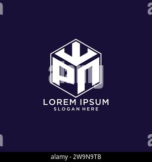 Iniziali logo PN forma esagonale, design creativo del logo geometrico grafica vettoriale Illustrazione Vettoriale