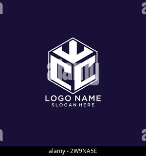 Logo Initials CC forma esagonale, design creativo geometrico logo grafico vettoriale Illustrazione Vettoriale