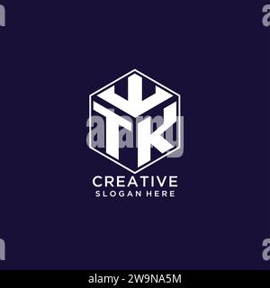 Logo TK iniziali forma esagonale, logo geometrico creativo grafico vettoriale Illustrazione Vettoriale