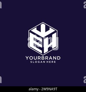 Logo EH iniziali forma esagonale, design creativo del logo geometrico grafica vettoriale Illustrazione Vettoriale