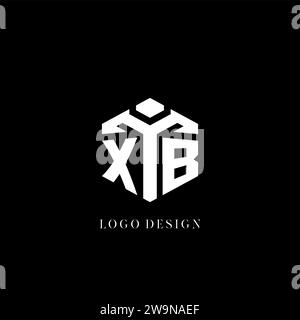 Logo XB iniziale forma esagonale grafica vettoriale geometrica Illustrazione Vettoriale