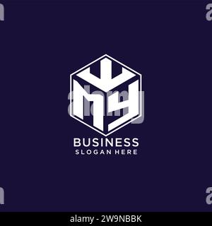 Iniziali DEL MIO logo forma esagonale, grafica vettoriale creativa del concetto di design geometrico del logo Illustrazione Vettoriale