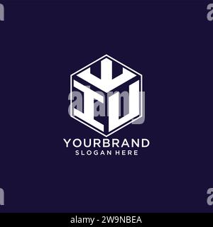 Logo IU iniziali forma esagonale, design creativo del logo geometrico grafica vettoriale Illustrazione Vettoriale