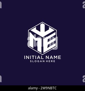 Logo Initials ME forma esagonale, design creativo geometrico logo grafico vettoriale Illustrazione Vettoriale