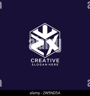 Logo Initials ZX forma esagonale, logo geometrico creativo concept grafico vettoriale Illustrazione Vettoriale