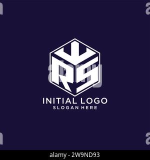 Iniziali logo RS forma esagonale, design creativo del logo geometrico grafica vettoriale Illustrazione Vettoriale