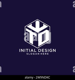 Logo TD Initials forma esagonale, design creativo con logo geometrico grafica vettoriale Illustrazione Vettoriale