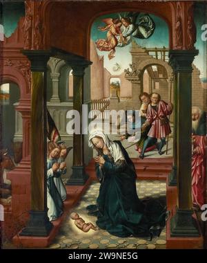 Anonymous Netherlandish Painter, Nativity of Jesus, primi del XVI secolo, pannello a olio su quercia; Museum Mayer van den Bergh, Anversa, Belgio Foto Stock