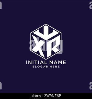 Iniziali logo XR forma esagonale, design creativo del logo geometrico grafica vettoriale Illustrazione Vettoriale