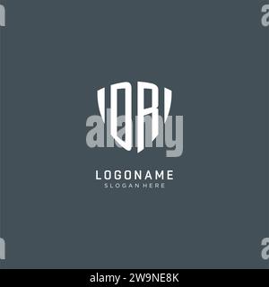 Logo DR sigla a forma di protezione, design creativo del logo grafico vettoriale Illustrazione Vettoriale