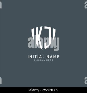 Logo KJ iniziali con protezione, logo creativo grafico vettoriale Illustrazione Vettoriale