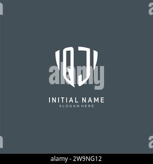 Logo logo QJ iniziali forma della protezione, design creativo del logo grafica vettoriale Illustrazione Vettoriale
