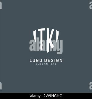 Iniziali logo TK forma della protezione, design creativo del logo grafica vettoriale Illustrazione Vettoriale