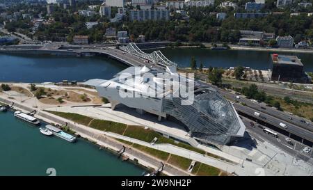 Foto drone Confluences Museum Lione Francia Europa Foto Stock