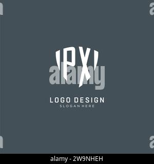 Iniziali logo PX forma della protezione, design creativo del logo grafica vettoriale Illustrazione Vettoriale