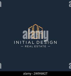 Logo HH iniziale con forma astratta della casa, logo immobiliare di lusso e moderno grafica vettoriale Illustrazione Vettoriale