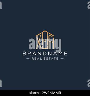 Lettera iniziale logo XA con forma astratta della casa, logo di lusso e moderno design immobiliare grafica vettoriale Illustrazione Vettoriale