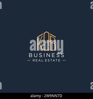 Logo KB iniziale con forma astratta della casa, logo immobiliare di lusso e moderno grafica vettoriale Illustrazione Vettoriale