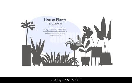 Interni accoglienti o decorazioni floreali con ombre di piante da casa. Modello con uno spazio per il testo. Illustrazione Vettoriale