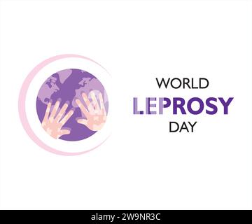 Simbolo dell'illustrazione vettoriale del giorno mondiale della lebbra. Concetto di consapevolezza con le persone del mondo. Illustrazione Vettoriale