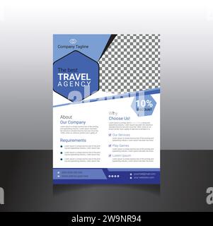 Poster di viaggio o opuscoli opuscoli. Modello di opuscolo Travel Business per agenzia di viaggi. Progettazione di modelli di opuscoli aziendali per agenzie e aziende Illustrazione Vettoriale