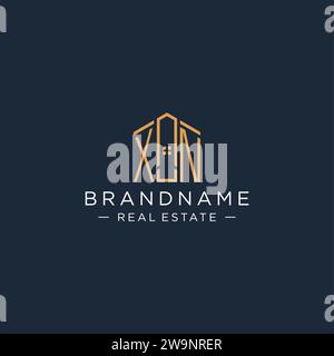 Logo XN con lettera iniziale con forma astratta della casa, logo immobiliare di lusso e moderno grafica vettoriale Illustrazione Vettoriale