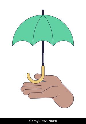 Ombrello con illustrazione a mano del personaggio di un cartone animato lineare Illustrazione Vettoriale