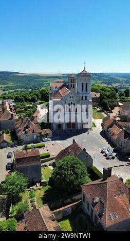 Foto drone basilica Vezelay Francia Europa Foto Stock