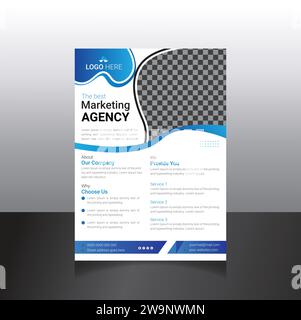 Poster o brochure per le agenzie di marketing informazioni generali sul layout della copertina del poster o della brochure aziendale, progettazione del modello di opuscoli aziendali e aziendali Illustrazione Vettoriale