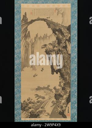 Leoni sul Ponte di pietra del Monte Tiantai 2015 di Soga Shohaku Foto Stock