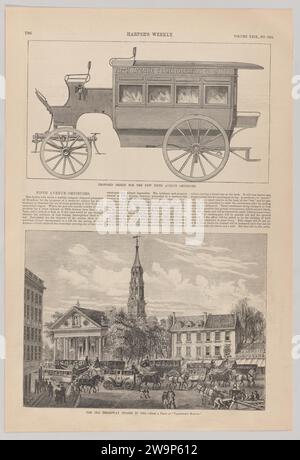 Fifth Avenue Omnibuses: Proposed Design for the New Fifth Ave Omnibus & the Old Broadway Stages nel 1831, da 'Harper's Weekly' 2019 di Harper's Weekly Foto Stock