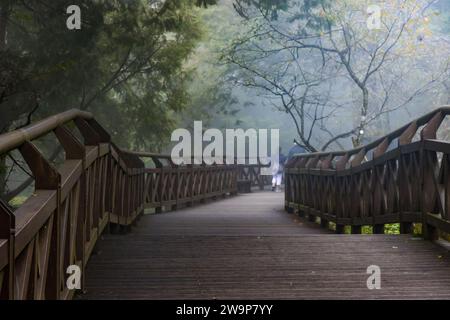 Alishan, Taiwan - 8 ottobre 2023: Attrazioni dell'area ricreativa forestale nazionale di Alishan a Chiyahi, Taiwan Foto Stock