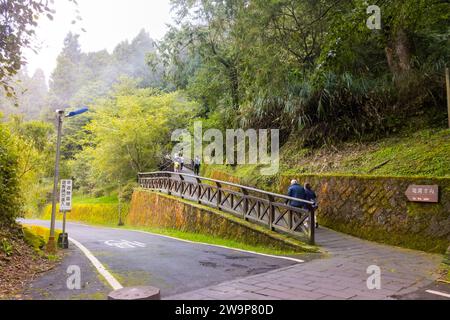 Alishan, Taiwan - 8 ottobre 2023: Attrazioni dell'area ricreativa forestale nazionale di Alishan a Chiyahi, Taiwan Foto Stock