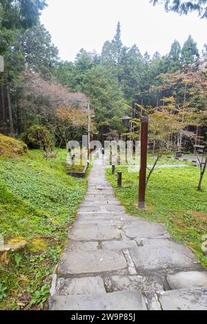 Alishan, Taiwan - 8 ottobre 2023: Attrazioni dell'area ricreativa forestale nazionale di Alishan a Chiyahi, Taiwan Foto Stock