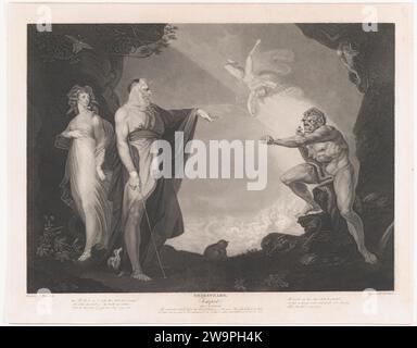 L'isola incantata prima della cella di Prospero - Prospero, Miranda, Caliban e Ariel (Shakespeare, la tempesta, atto 1, scena 2) 1942 di Henry Fuseli Foto Stock