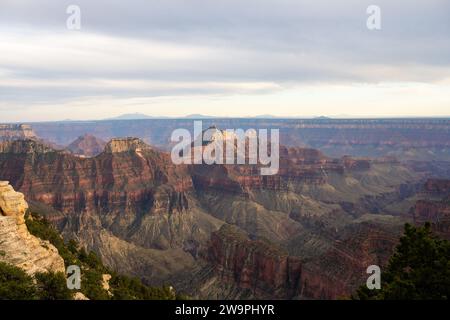 Uno strato di nuvole riempie il cielo sul versante nord del Parco Nazionale del Grand Canyon Foto Stock