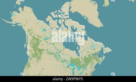 Canada delineato su una mappa topografica di stile umanitario OSM Foto Stock