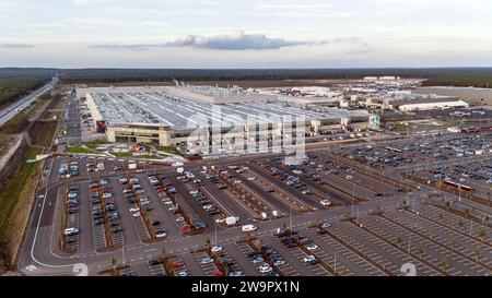 Vista aerea di Tesla Gigafactory, Gruenheide, 23 ottobre 2023 Foto Stock