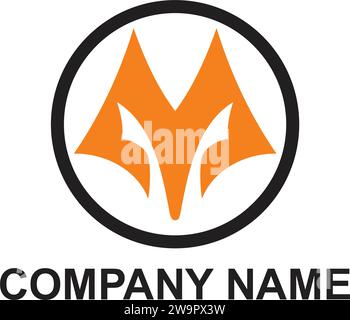 Icona M iniziale logo Fox Head Illustrazione Vettoriale