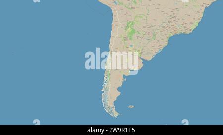 Cile delineato su una mappa topografica in stile OSM Germania Foto Stock