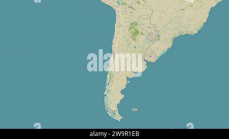 Cile delineato su una mappa topografica di stile umanitario OSM Foto Stock