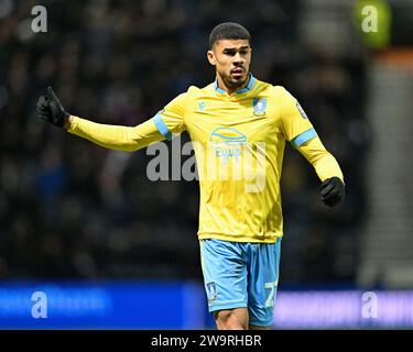 Preston, Regno Unito. 29 dicembre 2023. Ashley Fletcher #27 of Sheffield Wednesday, durante il match per il Sky Bet Championship Preston North End vs Sheffield Wednesday a Deepdale, Preston, Regno Unito, 29 dicembre 2023 (foto di Cody Froggatt/News Images) a Preston, Regno Unito il 12/29/2023. (Foto di Cody Froggatt/News Images/Sipa USA) credito: SIPA USA/Alamy Live News Foto Stock